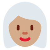 Woman: Medium Skin Tone, White Hair on Twitter Twemoji 11.4