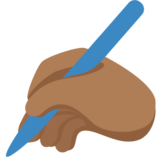 Writing Hand: Medium-Dark Skin Tone on Twitter Twemoji 11.4
