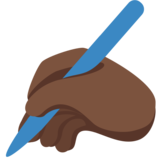 Writing Hand: Dark Skin Tone on Twitter Twemoji 11.4
