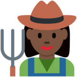 Woman Farmer: Dark Skin Tone on Twitter Twemoji 12.1
