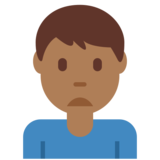 Man Frowning: Medium-Dark Skin Tone on Twitter Twemoji 12.1