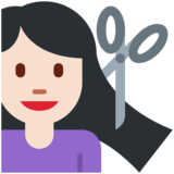 Woman Getting Haircut: Light Skin Tone on Twitter Twemoji 12.1