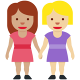 Women Holding Hands: Medium Skin Tone, Medium-Light Skin Tone on Twitter Twemoji 12.1.4