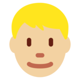 Man: Medium-Light Skin Tone, Blond Hair on Twitter Twemoji 12.1.5