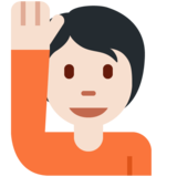 Person Raising Hand: Light Skin Tone on Twitter Twemoji 12.1.5