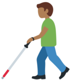 Man with White Cane: Medium-Dark Skin Tone on Twitter Twemoji 12.1.5