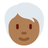 Person: Medium-Dark Skin Tone, White Hair on Twitter Twemoji 12.1.5