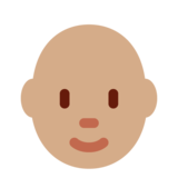 Person: Medium Skin Tone, Bald on Twitter Twemoji 12.1.5