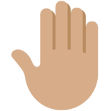 Raised Back of Hand: Medium Skin Tone on Twitter Twemoji 12.1.5