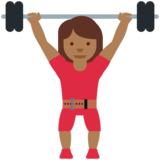 Woman Lifting Weights: Medium-Dark Skin Tone on Twitter Twemoji 13.0