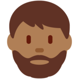 Man: Medium-Dark Skin Tone, Beard on Twitter Twemoji 13.1