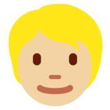 Person: Medium-Light Skin Tone, Blond Hair on Twitter Twemoji 13.1
