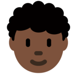 Person: Dark Skin Tone, Curly Hair on Twitter Twemoji 13.1