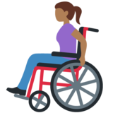 Woman in Manual Wheelchair: Medium-Dark Skin Tone on Twitter Twemoji 13.1