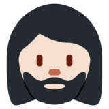 Woman: Light Skin Tone, Beard on Twitter Twemoji 13.1