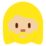 Woman: Medium-Light Skin Tone, Beard on Twitter Twemoji 13.1