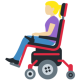 Woman in Motorized Wheelchair: Medium-Light Skin Tone on Twitter Twemoji 14.0