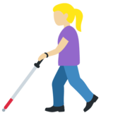 Woman with White Cane: Medium-Light Skin Tone on Twitter Twemoji 14.0