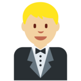 Person in Tuxedo: Medium-Light Skin Tone on Twitter Twemoji 2.1