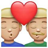 Kiss: Man, Man, Medium-Light Skin Tone on WhatsApp 2.21.23.23