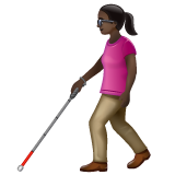 Woman with White Cane: Dark Skin Tone on WhatsApp 2.22.8.79