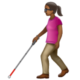 Woman with White Cane: Medium-Dark Skin Tone on WhatsApp 2.22.8.79