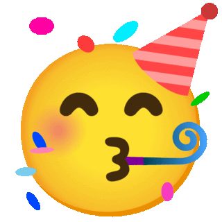 🥳 Festansigt Emoji on Noto Color Emoji, Animated 14.0