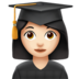 Woman Student: Light Skin Tone Emoji