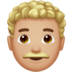Man: Medium-Light Skin Tone, Curly Hair Emoji
