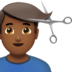 Man Getting Haircut: Medium-Dark Skin Tone Emoji