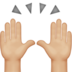 Raising Hands: Medium-Light Skin Tone emoji
