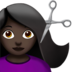 Woman Getting Haircut: Dark Skin Tone Emoji