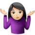 Woman Shrugging: Light Skin Tone emoji