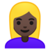 Woman: Dark Skin Tone, Blond Hair