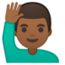 Man Raising Hand: Medium-Dark Skin Tone