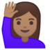 Woman Raising Hand: Medium Skin Tone