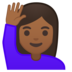Woman Raising Hand: Medium-Dark Skin Tone
