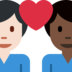 Couple with Heart: Man, Man, Light Skin Tone, Dark Skin Tone