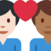 Couple with Heart: Man, Man, Light Skin Tone, Medium-Dark Skin Tone