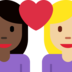 Couple with Heart: Woman, Woman, Dark Skin Tone, Medium-Light Skin Tone