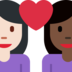 Couple with Heart: Woman, Woman, Light Skin Tone, Dark Skin Tone