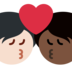 Kiss: Person, Person, Light Skin Tone, Dark Skin Tone