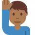 Man Raising Hand: Medium-Dark Skin Tone