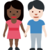 Woman and Man Holding Hands: Dark Skin Tone, Light Skin Tone