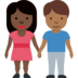 Woman and Man Holding Hands: Dark Skin Tone, Medium-Dark Skin Tone