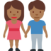Woman and Man Holding Hands: Medium-Dark Skin Tone