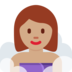 Woman in Steamy Room: Medium Skin Tone