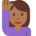 Woman Raising Hand: Medium-Dark Skin Tone