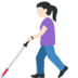 Woman with White Cane: Light Skin Tone