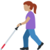 Woman with White Cane: Medium Skin Tone